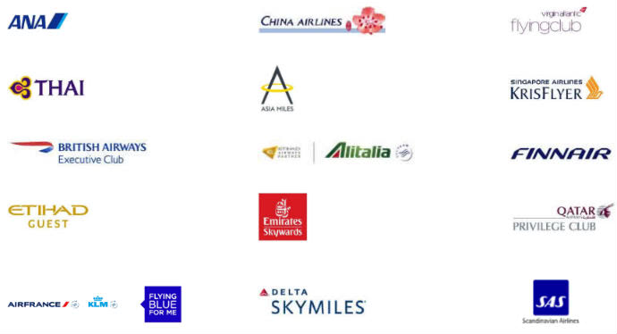 提携15社の航空会社画像