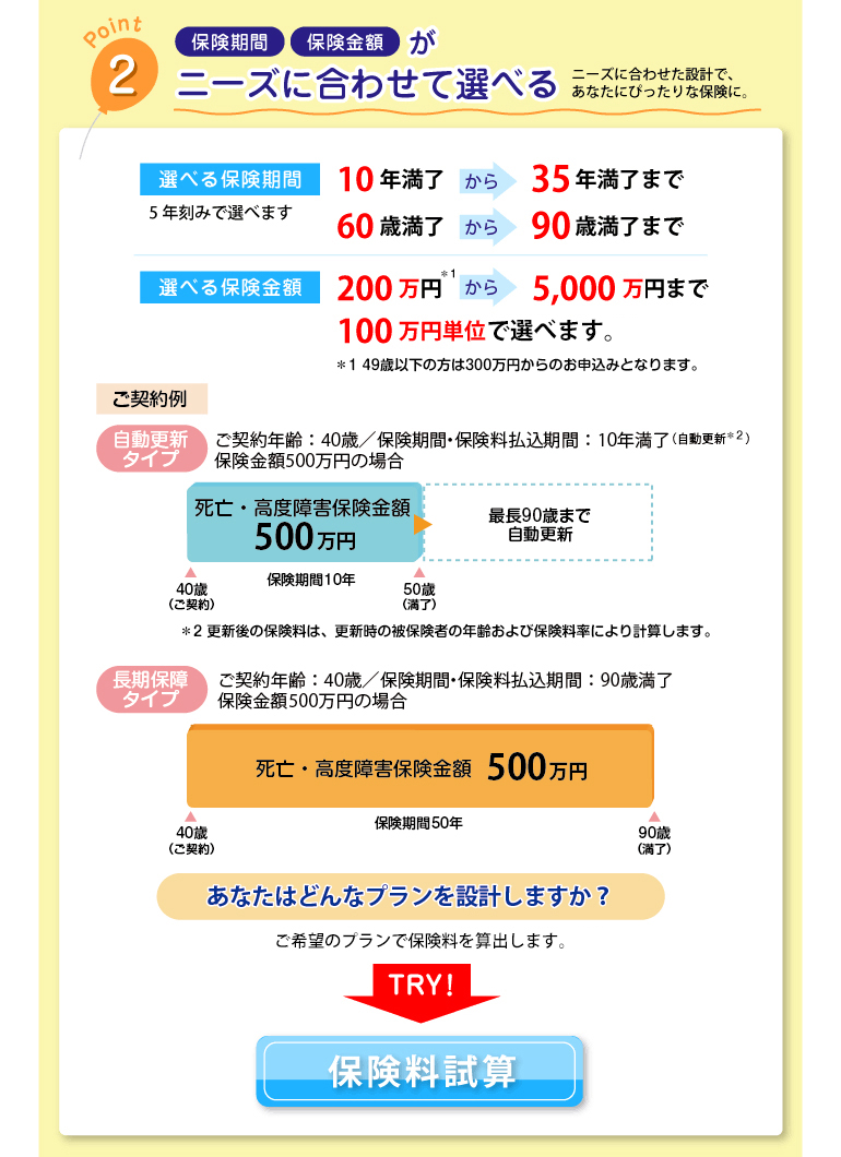 ニーズに合わせて選べる