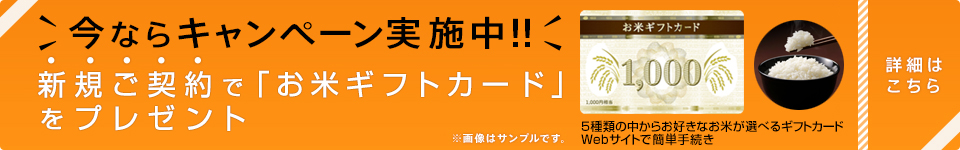 当サイト限定！新規ご契約キャンペーン 2,000円相当のグルメギフトカード 必ずもらえる贅沢プレゼント！画像はサンプルです