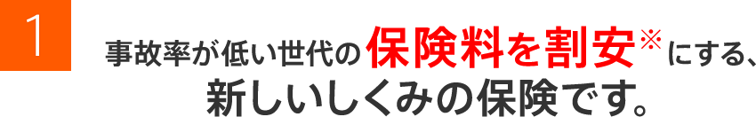 1 事故率が低い世代の保険料を割安※にする、新しいしくみの保険です。