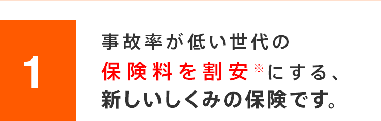 1 事故率が低い世代の保険料を割安※ににする新しいしくみの保険です
