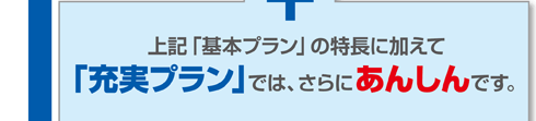 上記「基本プラン」の特長に加えて「充実プラン」では、さらにあんしんです。