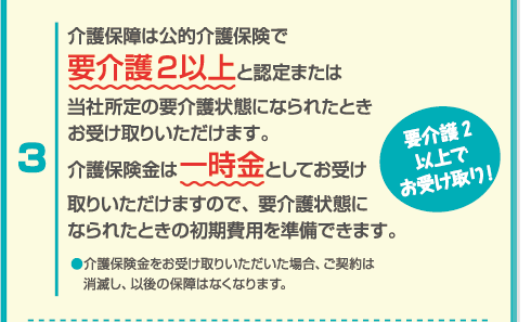 3、要介護2以上でお受け取り！